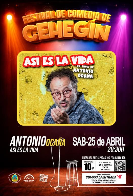 El Festival de Comedia de Cehegín continúa con el monólogo de Antonio Ocaña “Así es la vida”