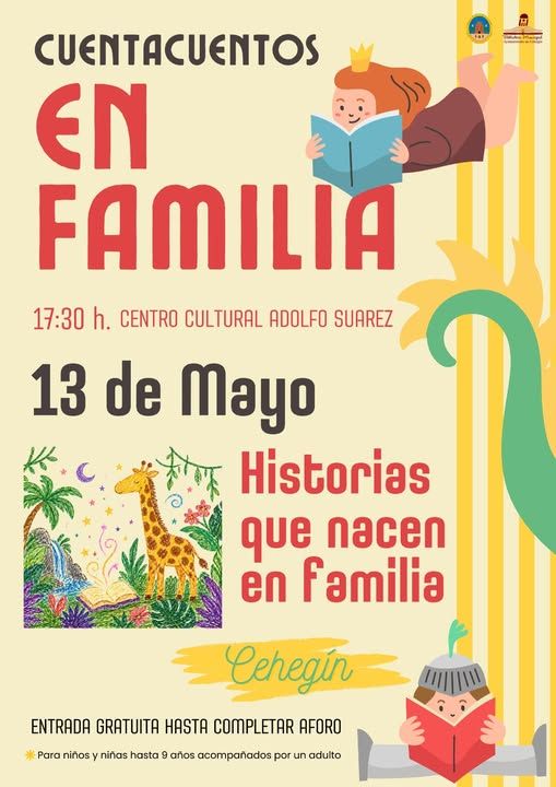 ¡Mañana continúa nuestro“Cuentacuentos en Familia” en Cehegín!