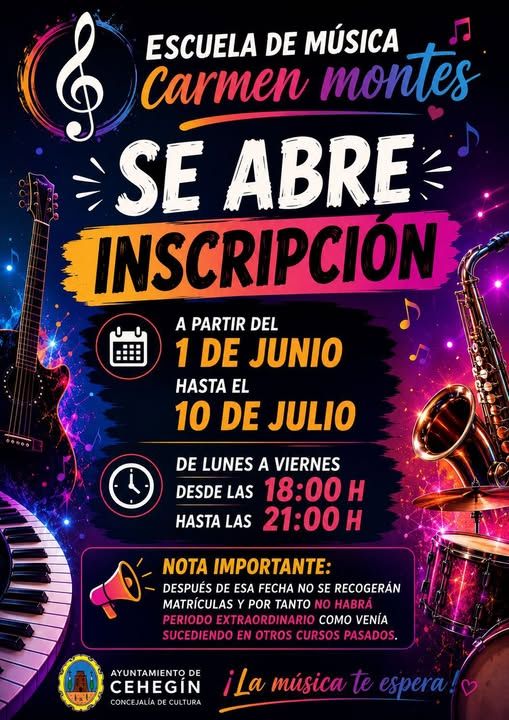 Apertura del periodo de inscripción de la Escuela de Música Carmen Montes.